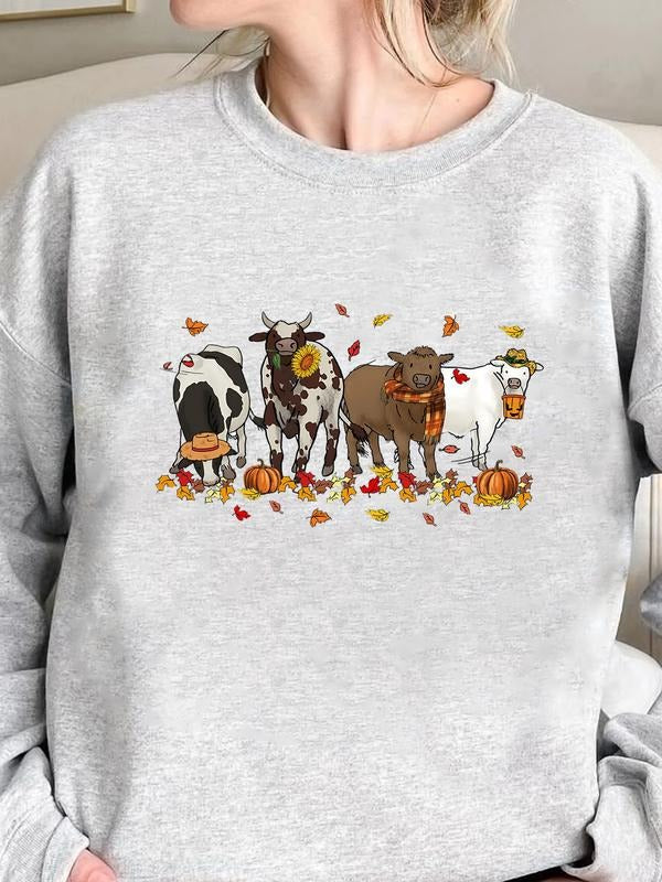 Casual Comfortable Cow Print Fleece Loose Fit Round - Adult & Kids T-Shirts, Sweatshirts & Hoodies apparel design preview 1