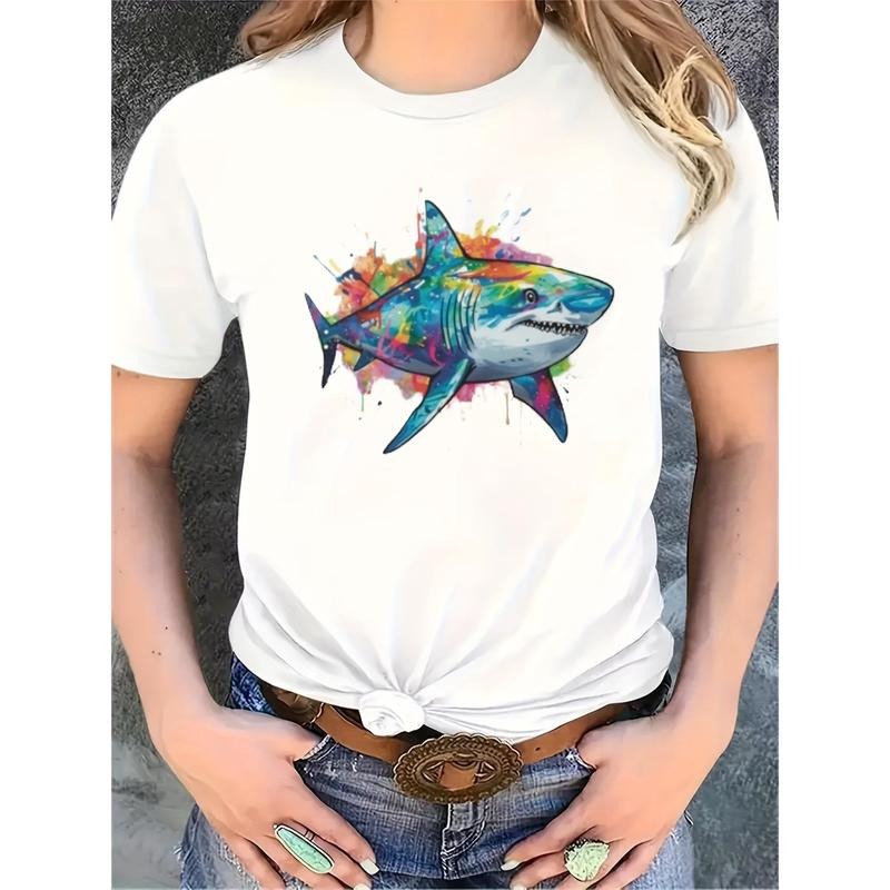 Casual Crew Neck Colorful Shark Print Soft Polyester - Adult & Kids T-Shirts, Sweatshirts & Hoodies apparel design preview 1