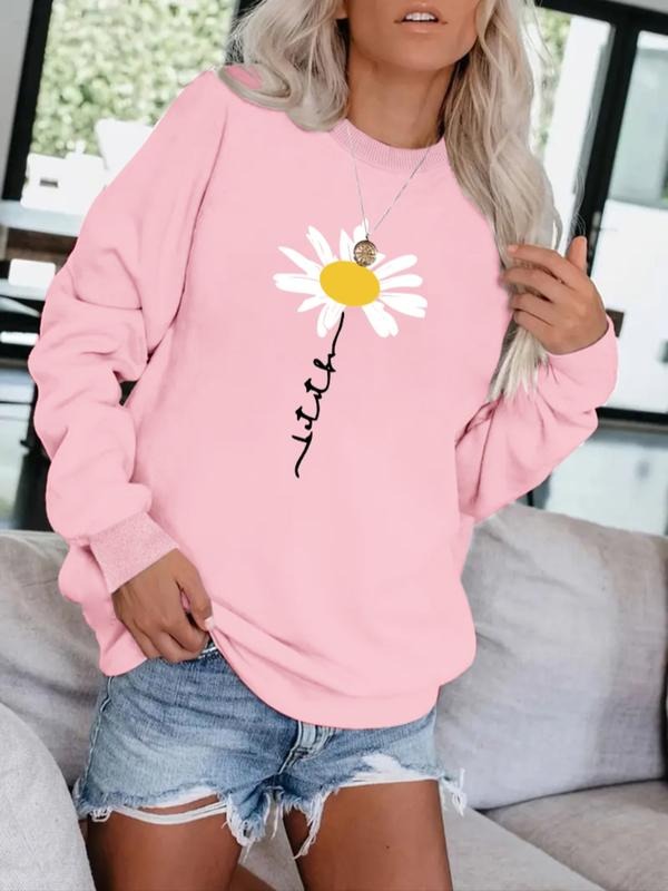 Casual Daisy Art Letter Print Round Neck Fall Winter - Adult & Kids T-Shirts, Sweatshirts & Hoodies apparel design preview 1