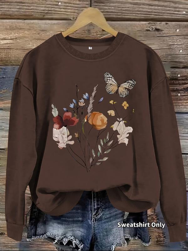 Casual Floral Butterfly Print Soft Round Neck - Adult & Kids T-Shirts, Sweatshirts & Hoodies apparel design preview 1