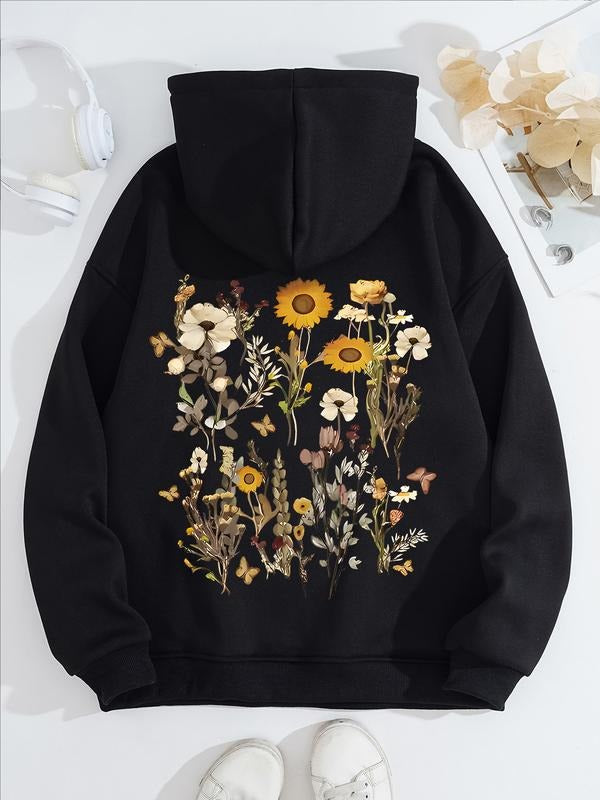 Casual Floral Hooded Front Pocket Comfortable Winter - Adult & Kids T-Shirts, Sweatshirts & Hoodies apparel design preview 1