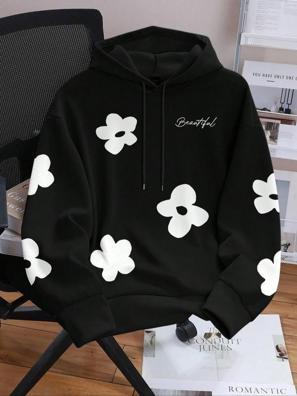 Casual Floral Letter Print Hooded Loose Fit Thicken - Adult & Kids T-Shirts, Sweatshirts & Hoodies apparel design preview 1