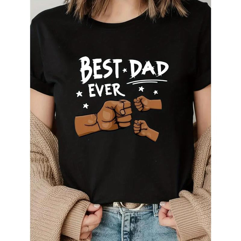 Casual Print Round Neck "Best Dad Ever" Slogan Fist - Adult & Kids T-Shirts, Sweatshirts & Hoodies apparel design preview 1