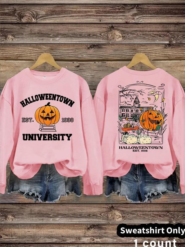 Casual Halloween Pumpkin Hallow Print Soft Round Neck - Adult & Kids T-Shirts, Sweatshirts & Hoodies apparel design preview 1