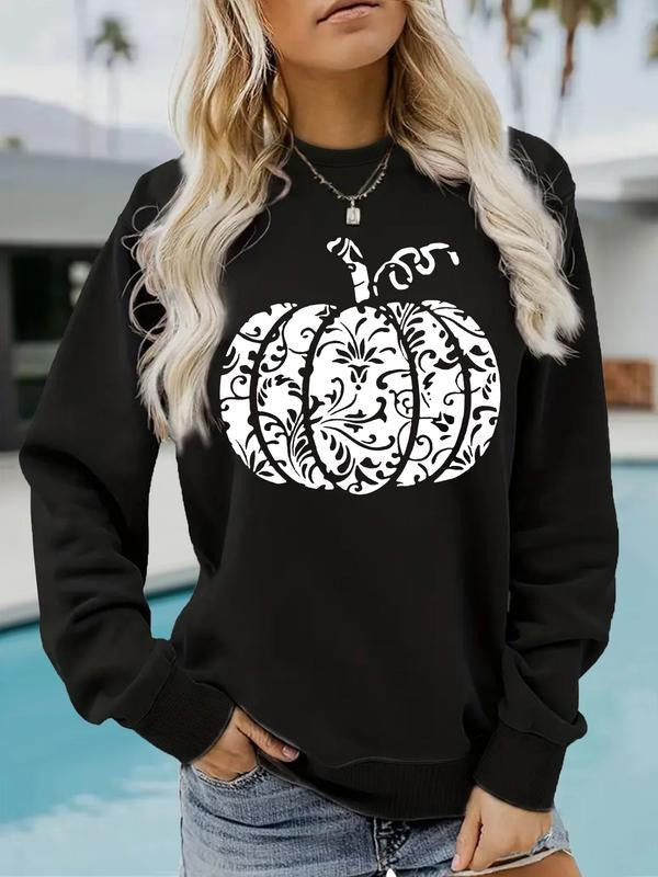 Casual Halloween Pumpkin Print Soft Round Neck - Adult & Kids T-Shirts, Sweatshirts & Hoodies apparel design preview 1