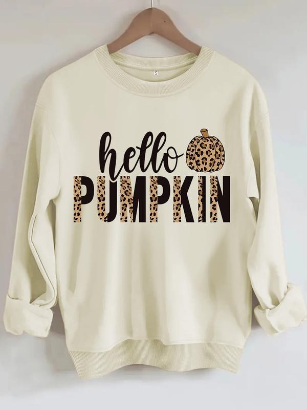 Casual Hellp Pumpkin Leopard Print Letter Pattern - Adult & Kids T-Shirts, Sweatshirts & Hoodies apparel design preview 1