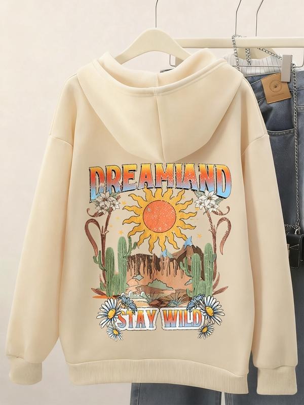 Casual Hooded Landscape Print Loose Fitting Fleece - Adult & Kids T-Shirts, Sweatshirts & Hoodies apparel design preview 1