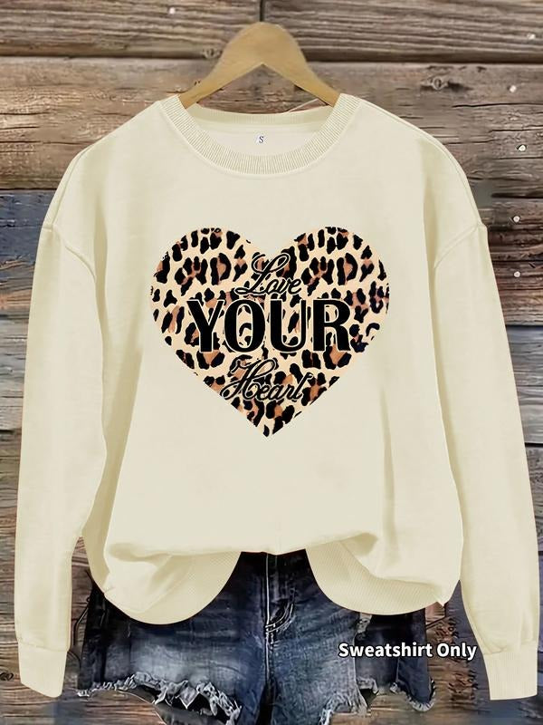 Casual Leopard Heart Pattern Soft Round Neck - Adult & Kids T-Shirts, Sweatshirts & Hoodies apparel design preview 1