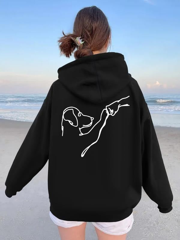 Casual Loose Fit Hooded Dog Print Thick Knit Fall - Adult & Kids T-Shirts, Sweatshirts & Hoodies apparel design preview 1