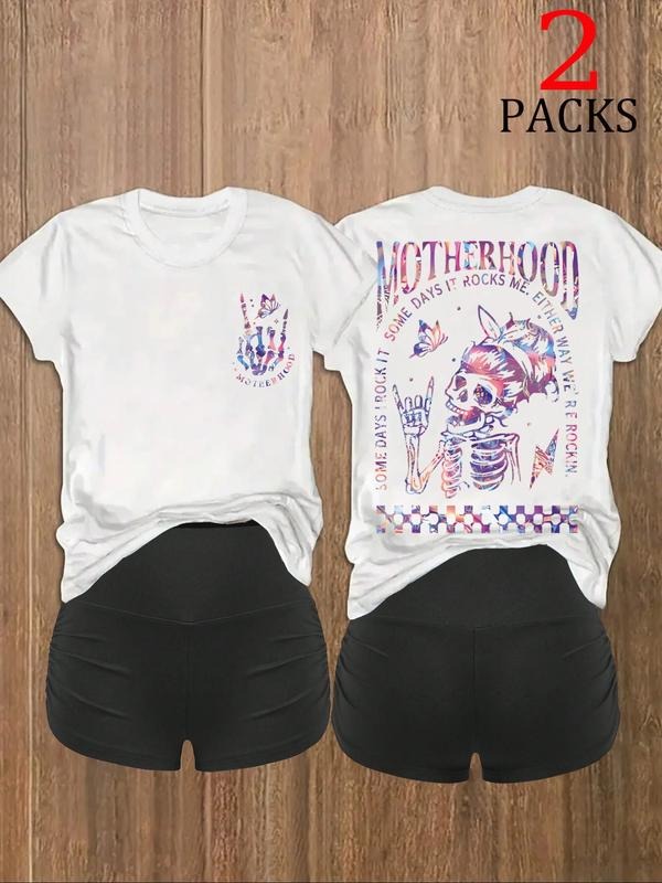 Casual Loose Fit Round Neck Set Summer Gradient Skull - Adult & Kids T-Shirts, Sweatshirts & Hoodies apparel design preview 1