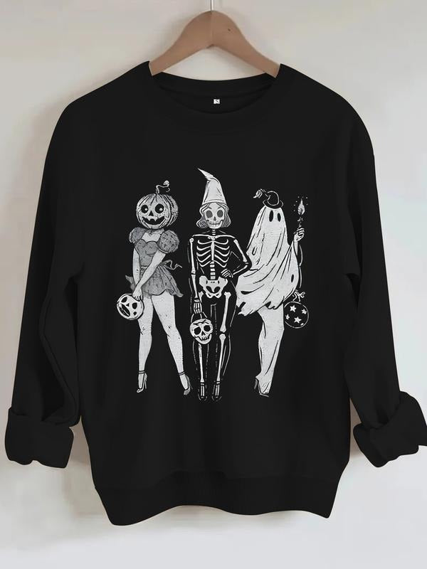 Casual Pumpkin Skull Soft Round Neck Halloween All - Adult & Kids T-Shirts, Sweatshirts & Hoodies apparel design preview 1