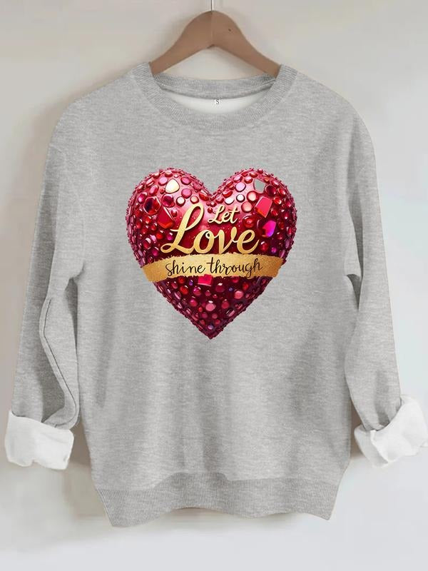 Casual Round Neck Sparkling Heart Rhinestones Gold - Adult & Kids T-Shirts, Sweatshirts & Hoodies apparel design preview 1