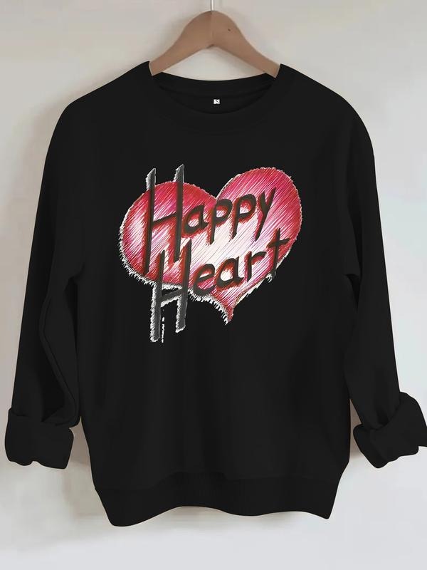 Casual Round Neck Happy Heart Flower Print Top - Adult & Kids T-Shirts, Sweatshirts & Hoodies apparel design preview 1