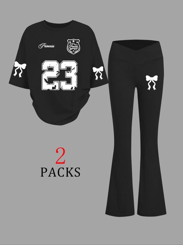Casual Round Neck Set Comfortable Letter Print Bow - Adult & Kids T-Shirts, Sweatshirts & Hoodies apparel design preview 1