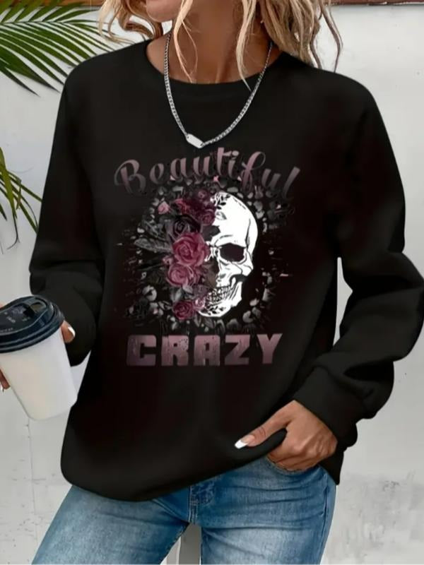 Casual Skull Flower Pattern Soft Round Neck - Adult & Kids T-Shirts, Sweatshirts & Hoodies apparel design preview 1