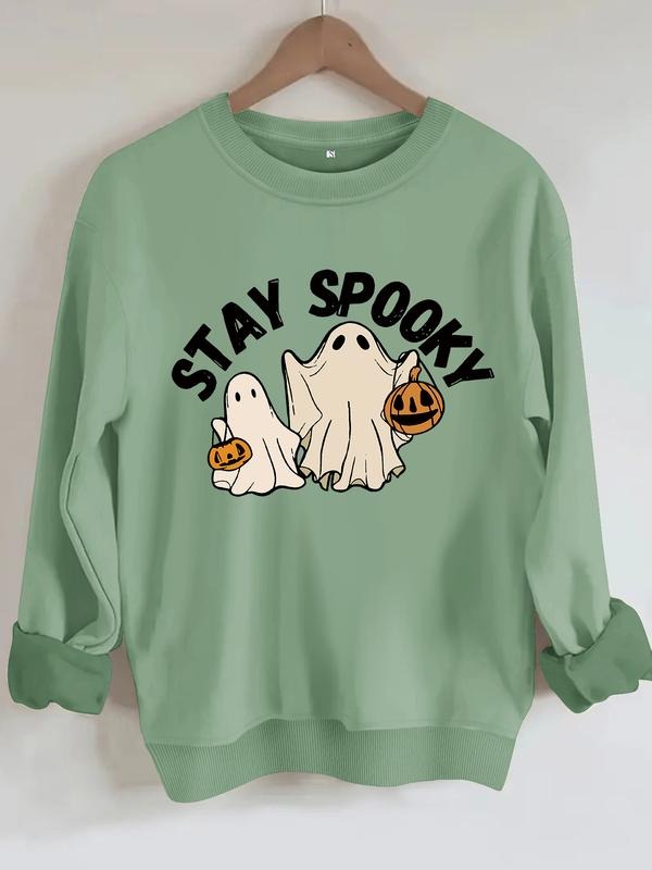 Casual Stay Spooky Halloween Ghost Pattern Soft Round - Adult & Kids T-Shirts, Sweatshirts & Hoodies apparel design preview 1