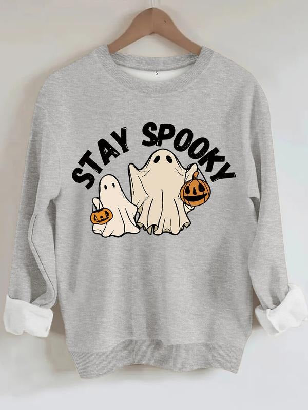 Casual Stay Spooky Halloween Ghost Print Soft Round - Adult & Kids T-Shirts, Sweatshirts & Hoodies apparel design preview 1