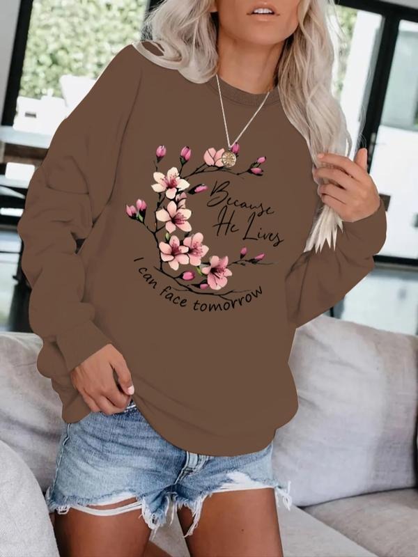 Casual Cherry Blossom Print Round Neck Knit Fabric - Adult & Kids T-Shirts, Sweatshirts & Hoodies apparel design preview 1