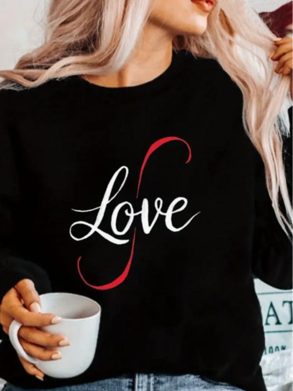 Casual Love Letter Print Round Neck Knit Fabric All - Adult & Kids T-Shirts, Sweatshirts & Hoodies apparel design preview 1