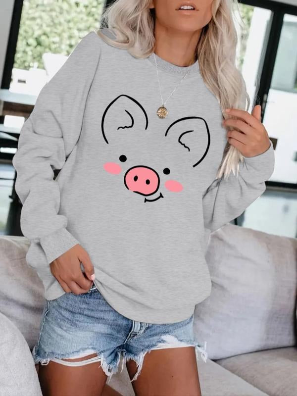 Casual Pig Print Round Neck Knit Fabric Comfortable - Adult & Kids T-Shirts, Sweatshirts & Hoodies apparel design preview 1