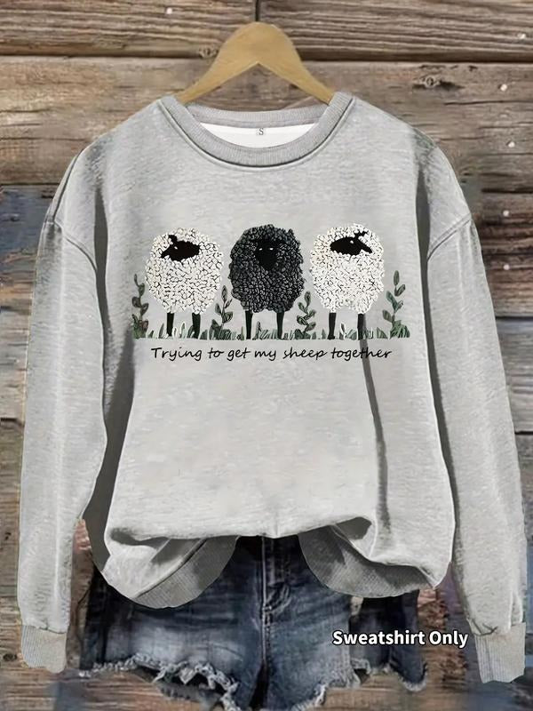 Casual Three Sheep Pattern Soft Round Neck Comfort - Adult & Kids T-Shirts, Sweatshirts & Hoodies apparel design preview 1