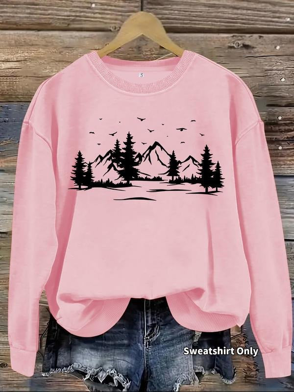 Casual Tree Mountain Print Soft Round Neck - Adult & Kids T-Shirts, Sweatshirts & Hoodies apparel design preview 1