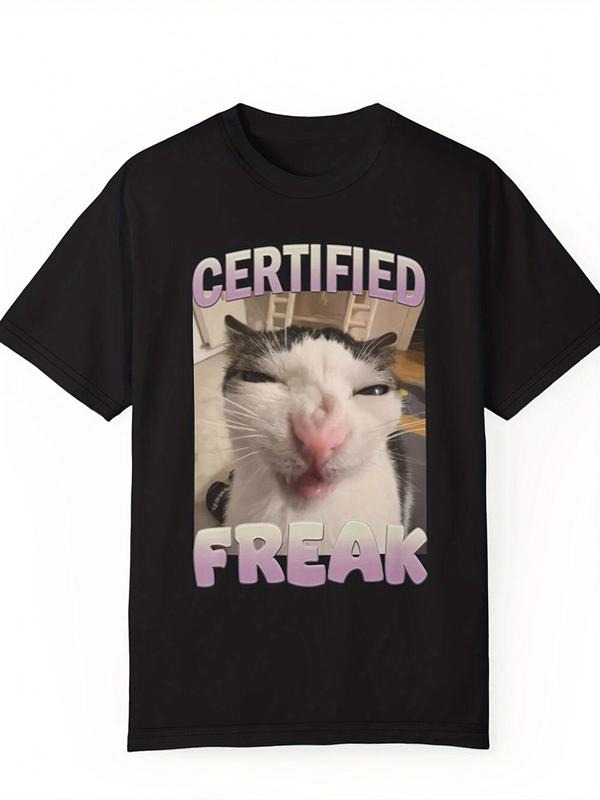 Cat Letter Print Round Neck Casual Short Sleeve Daily - Adult & Kids T-Shirts, Sweatshirts & Hoodies apparel design preview 1