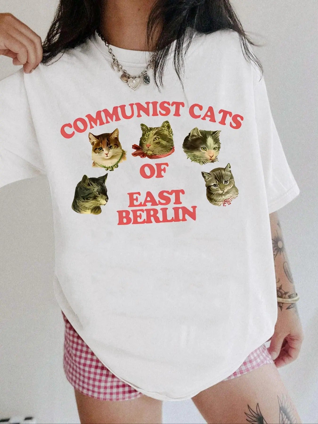Cat Letter Print Round Neck Casual Short Sleeve - Adult & Kids T-Shirts, Sweatshirts & Hoodies apparel design preview 1