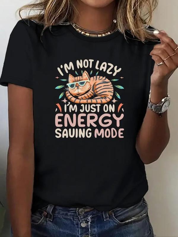 Cat Letter Print Round Neck Casual Short Sleeve Daily - Adult & Kids T-Shirts, Sweatshirts & Hoodies apparel design preview 1