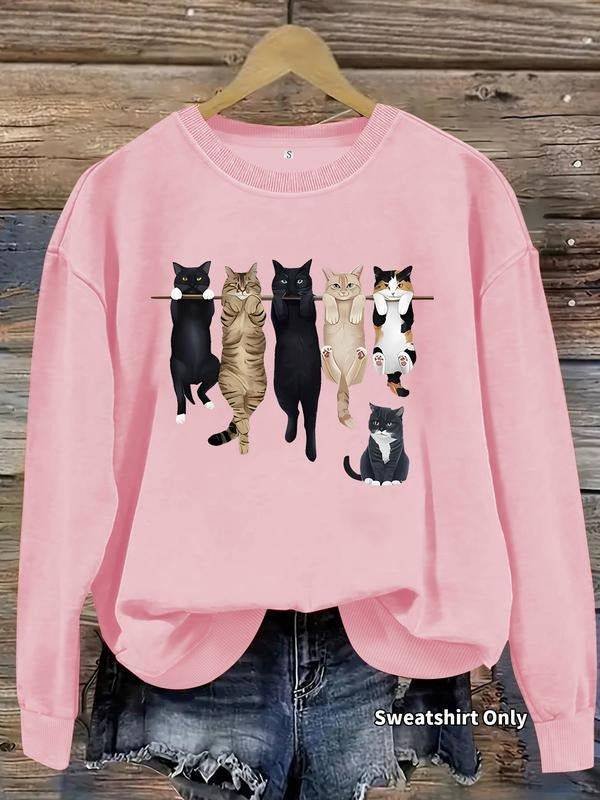 Cat Print Crew Neck Casual Daily Clothes Fall Winter - Adult & Kids T-Shirts, Sweatshirts & Hoodies apparel design preview 1