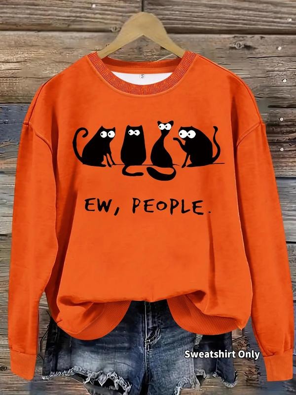 Cat Print Crew Neck Casual Fall Winter Clothes Daily - Adult & Kids T-Shirts, Sweatshirts & Hoodies apparel design preview 1
