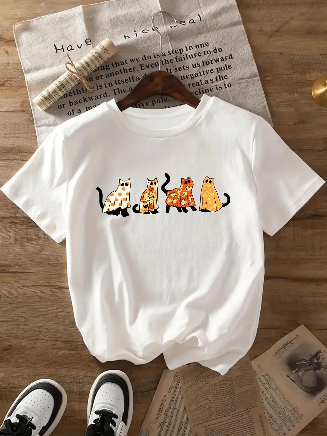 Cat Print Round Neck Casual Short Sleeve Crew All - Adult & Kids T-Shirts, Sweatshirts & Hoodies apparel design preview 1