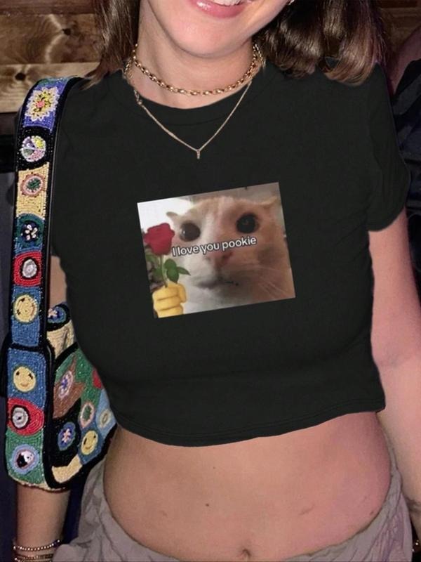 Cat Print Round Neck Cute Short Sleeve Crew Summer - Adult & Kids T-Shirts, Sweatshirts & Hoodies apparel design preview 1