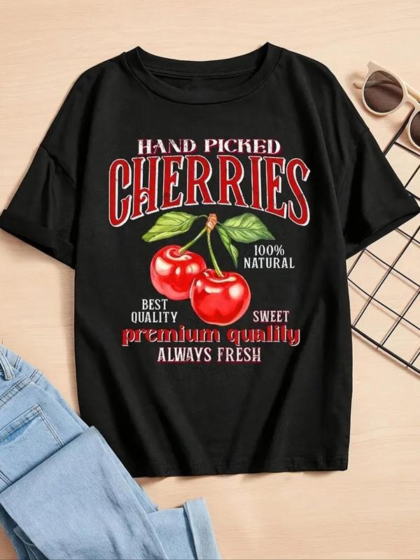 Cherry Letter Round Neck Casual Crew Drop Shoulder - Adult & Kids T-Shirts, Sweatshirts & Hoodies apparel design preview 1