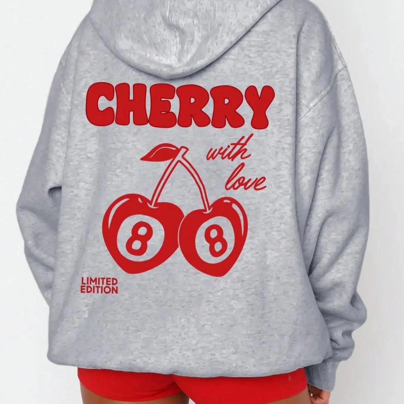 Cherry Letter Print Drop Shoulder Casual Drawstring - Adult & Kids T-Shirts, Sweatshirts & Hoodies apparel design preview 1