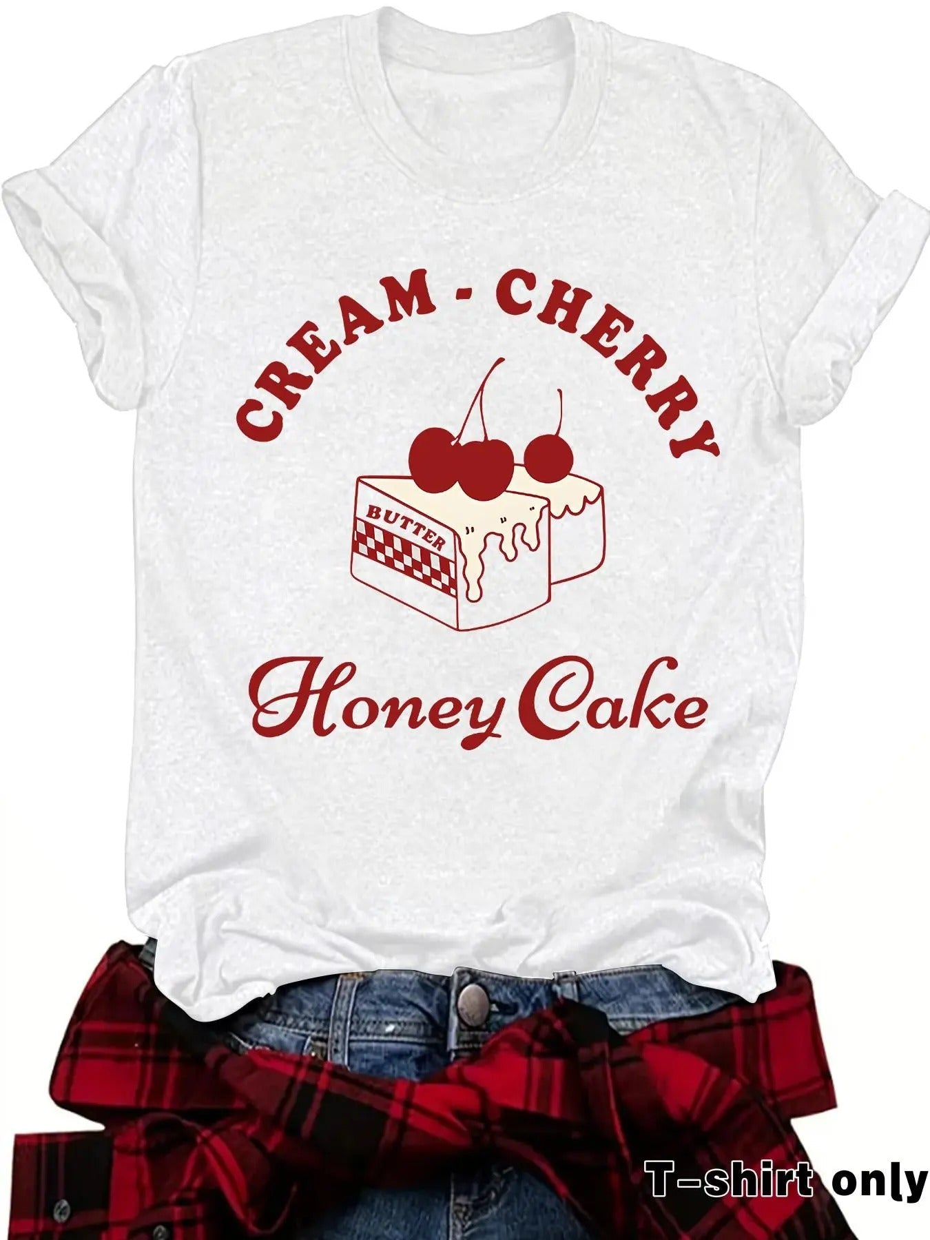 Cherry Letter Print Round Neck Vintage Casual Short - Adult & Kids T-Shirts, Sweatshirts & Hoodies apparel design preview 1