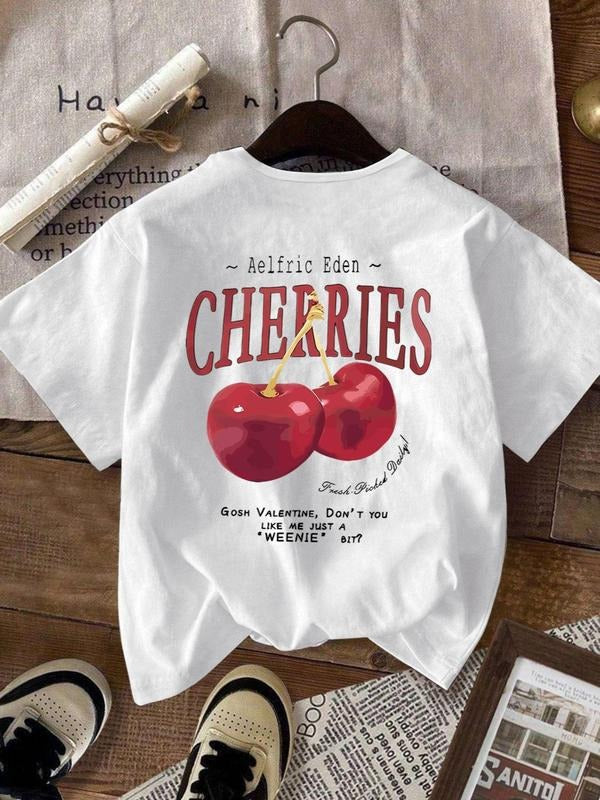 Cherry Letter Print Round Neck Casual Short Sleeve - Adult & Kids T-Shirts, Sweatshirts & Hoodies apparel design preview 1