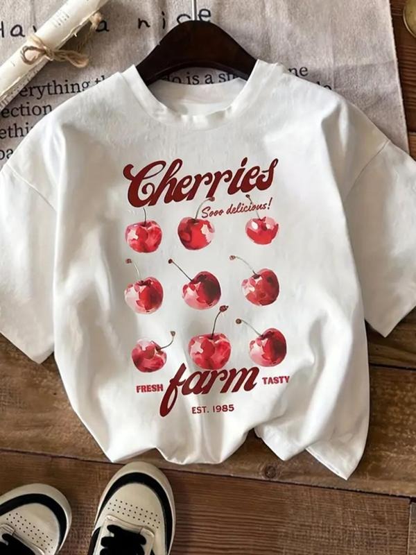 Cherry Letter Print Round Neck Casual Short Sleeve - Adult & Kids T-Shirts, Sweatshirts & Hoodies apparel design preview 1