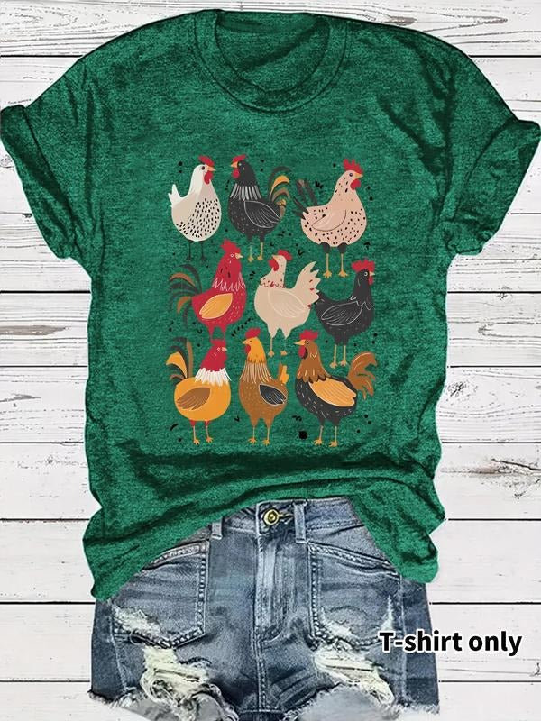 Chicken Print Round Neck Casual Short Sleeve Crew - Adult & Kids T-Shirts, Sweatshirts & Hoodies apparel design preview 1