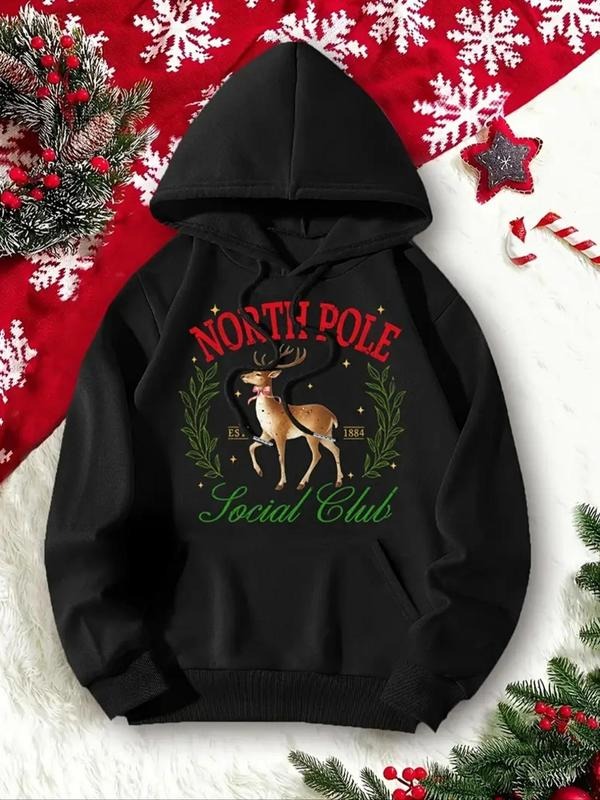 Deer Letter Print Thermal Lined Casual Hooded Fall - Adult & Kids T-Shirts, Sweatshirts & Hoodies apparel design preview 1