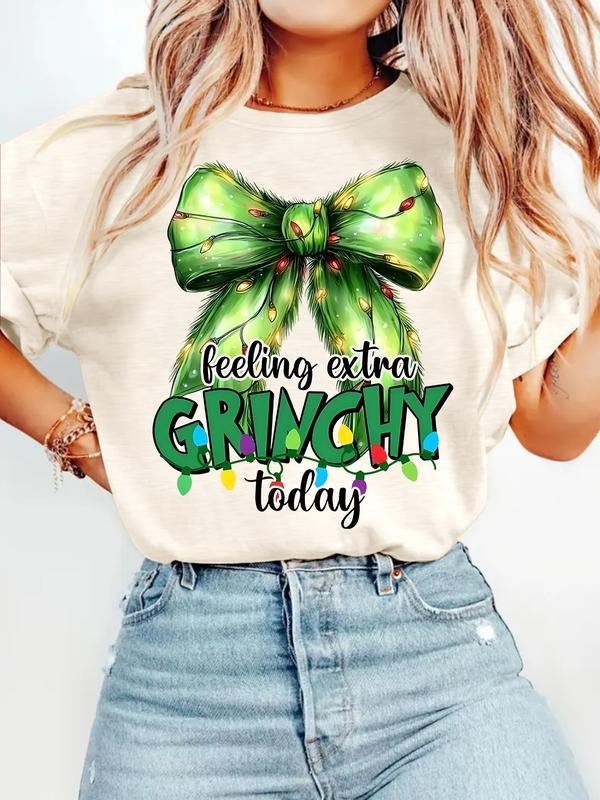 Grinch Print Casual Fitted Summer Top Round Neck - Adult & Kids T-Shirts, Sweatshirts & Hoodies apparel design preview 1
