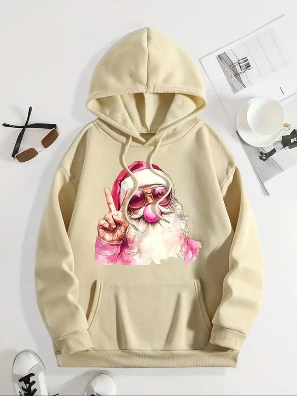 Santa Claus Print Drawstring Pocket Casual Hooded - Adult & Kids T-Shirts, Sweatshirts & Hoodies apparel design preview 1