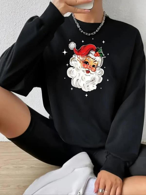 Santa Claus Print Drop Shoulder Casual Crew Neck Fall - Adult & Kids T-Shirts, Sweatshirts & Hoodies apparel design preview 1