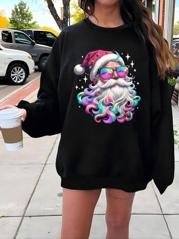 Santa Claus Print Drop Shoulder Casual Round Neck - Adult & Kids T-Shirts, Sweatshirts & Hoodies apparel design preview 1