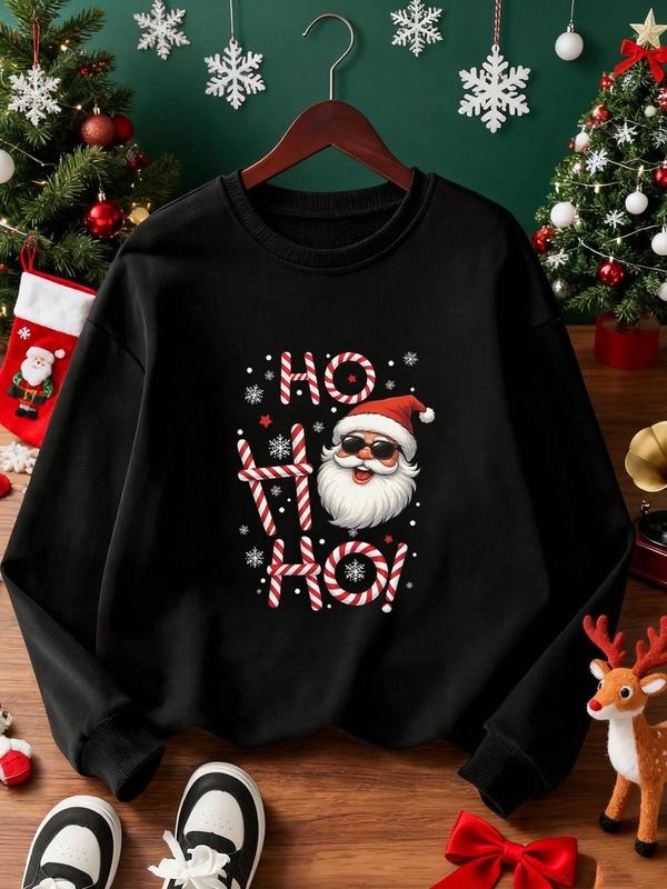 Santa Print Round Neck Fall Winter Warm Casual Basic - Adult & Kids T-Shirts, Sweatshirts & Hoodies apparel design preview 1