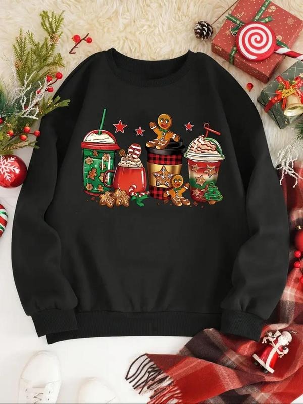 Themed Cartoon Cup Gingerbread Man Print Crew Neck - Adult & Kids T-Shirts, Sweatshirts & Hoodies apparel design preview 1