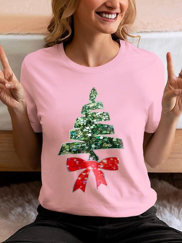 Tree Bow Pattern Round Neck Casual Short Sleeve Crew - Adult & Kids T-Shirts, Sweatshirts & Hoodies apparel design preview 1