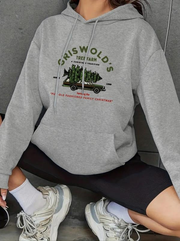 Tree Car Letter Print Drop Shoulder Casual Drawstring - Adult & Kids T-Shirts, Sweatshirts & Hoodies apparel design preview 1