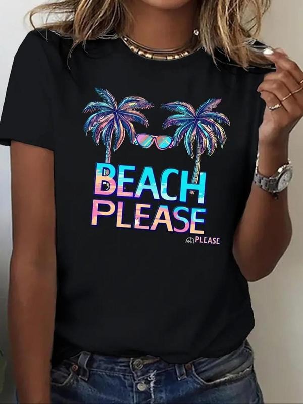 Coconut Tree Print Round Neck Vintage Casual Short - Adult & Kids T-Shirts, Sweatshirts & Hoodies apparel design preview 1