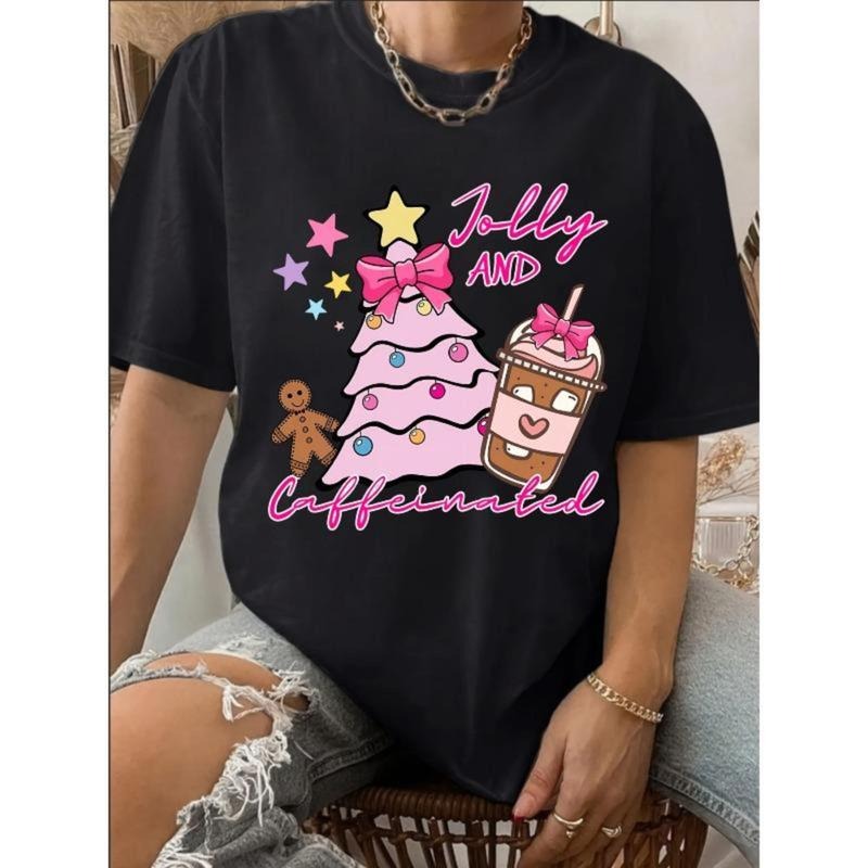 Coffee Cup Tree Jolly Caffeinated Slogan Gingerbread - Adult & Kids T-Shirts, Sweatshirts & Hoodies apparel design preview 1
